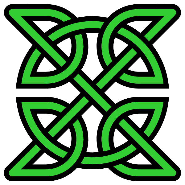 Four trefoils (Celtic or pseudo-Celtic decorative knot which fits in square)