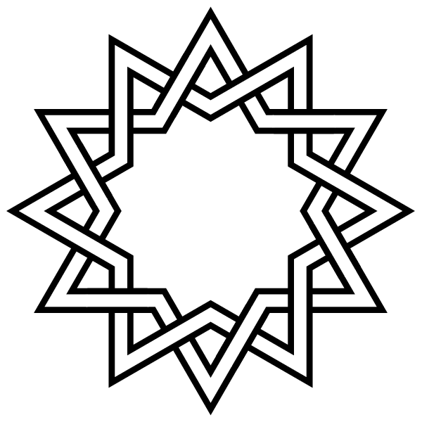 Two interlaced open hexagrams