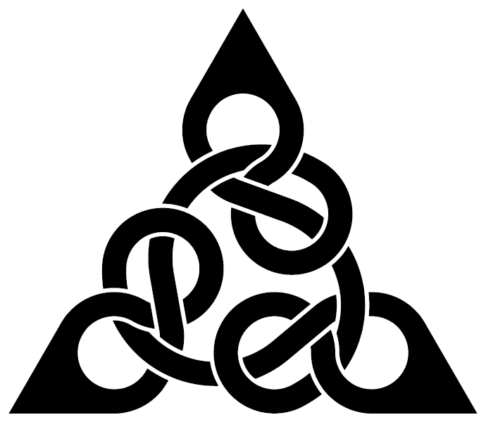 Alternative pseudo-Celtic ornamental knot pattern, with three figure-8 knots along a closed triangular loop.
