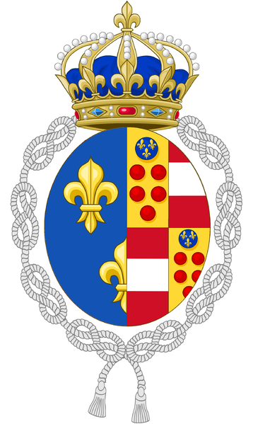 Coat of arms surrounded by figure-8 knots